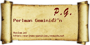 Perlman Geminián névjegykártya